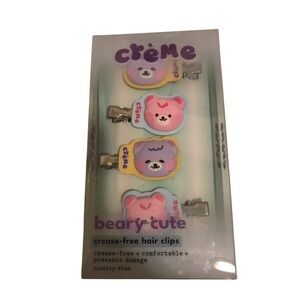 Crème Beary Cute Pink & Purple Bear Crease Free Hair Clips